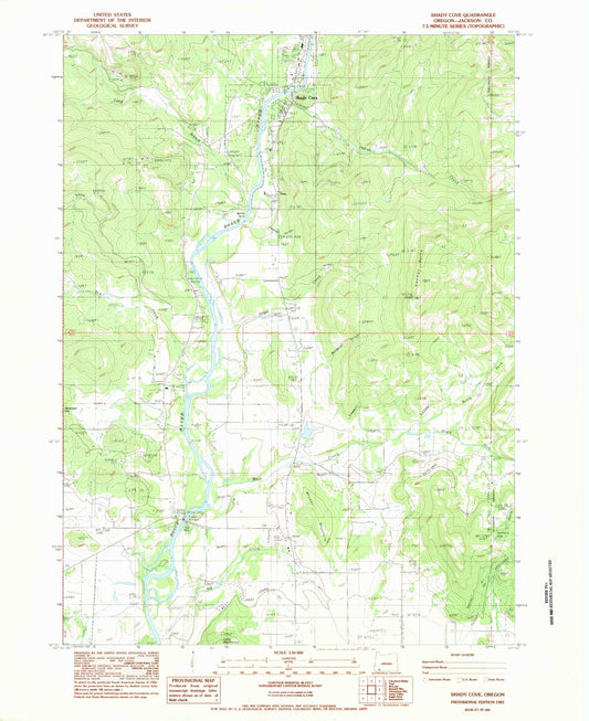 Classic USGS Shady Cove Oregon 7.5'x7.5' Topo Map Image