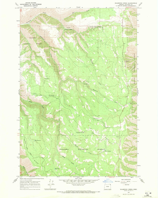 Classic USGS Shamrock Creek Oregon 7.5'x7.5' Topo Map Image