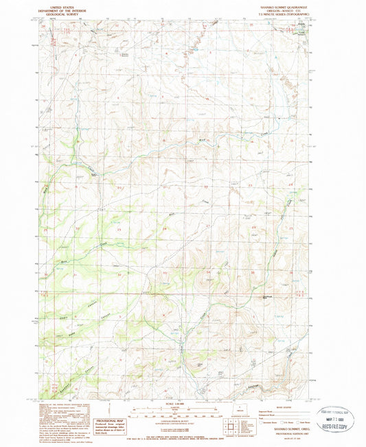 Classic USGS Shaniko Summit Oregon 7.5'x7.5' Topo Map Image