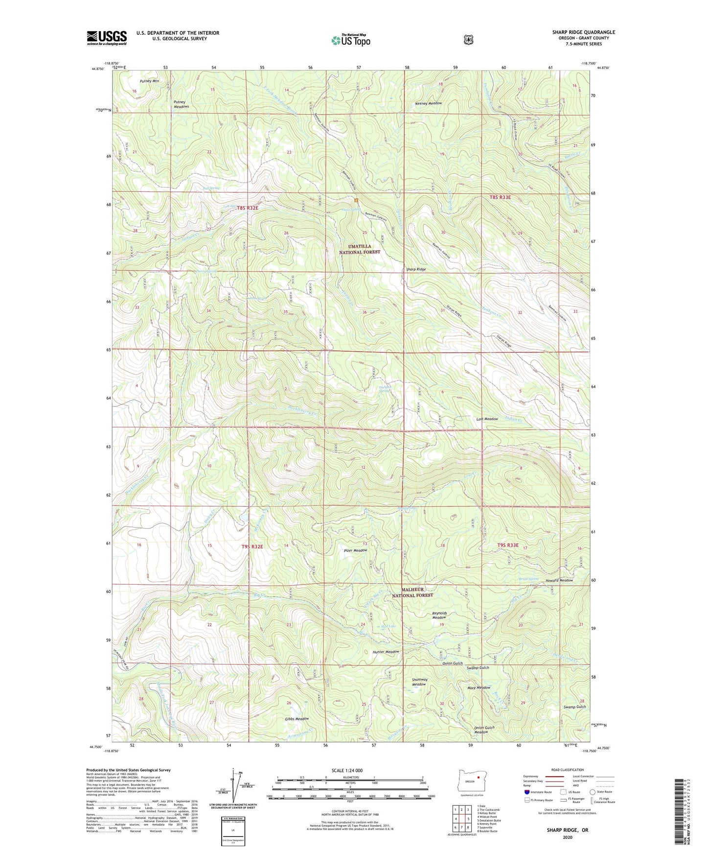 Sharp Ridge Oregon US Topo Map Image