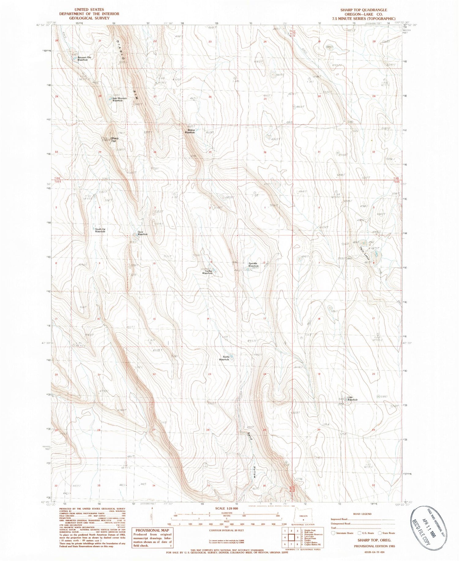 Classic USGS Sharp Top Oregon 7.5'x7.5' Topo Map Image