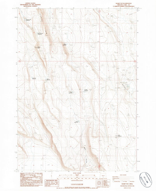Classic USGS Sharp Top Oregon 7.5'x7.5' Topo Map Image
