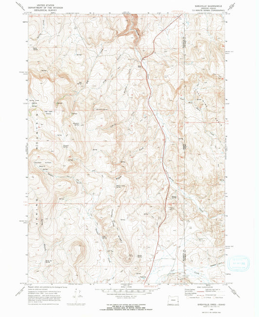 Classic USGS Sheaville Oregon 7.5'x7.5' Topo Map Image
