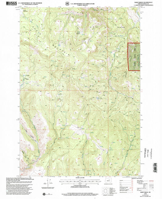 Classic USGS Sheep Ridge Oregon 7.5'x7.5' Topo Map Image