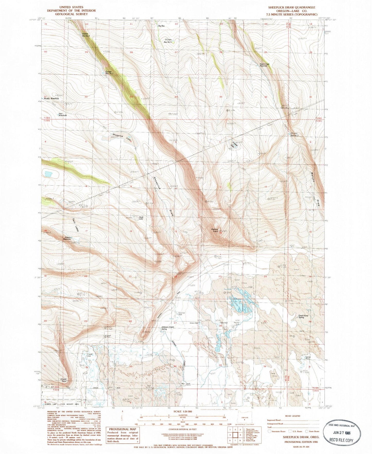 Classic USGS Sheeplick Draw Oregon 7.5'x7.5' Topo Map Image