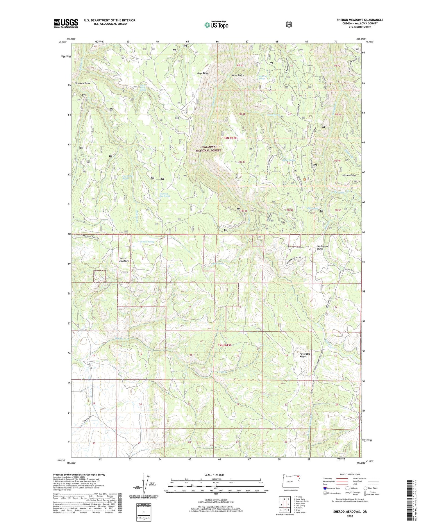 Sherod Meadows Oregon US Topo Map Image