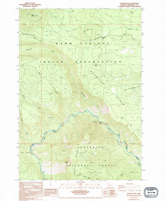 Classic USGS Shitike Butte Oregon 7.5'x7.5' Topo Map Image