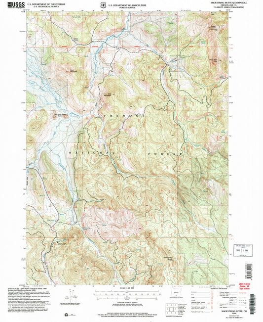 Classic USGS Shoestring Butte Oregon 7.5'x7.5' Topo Map Image