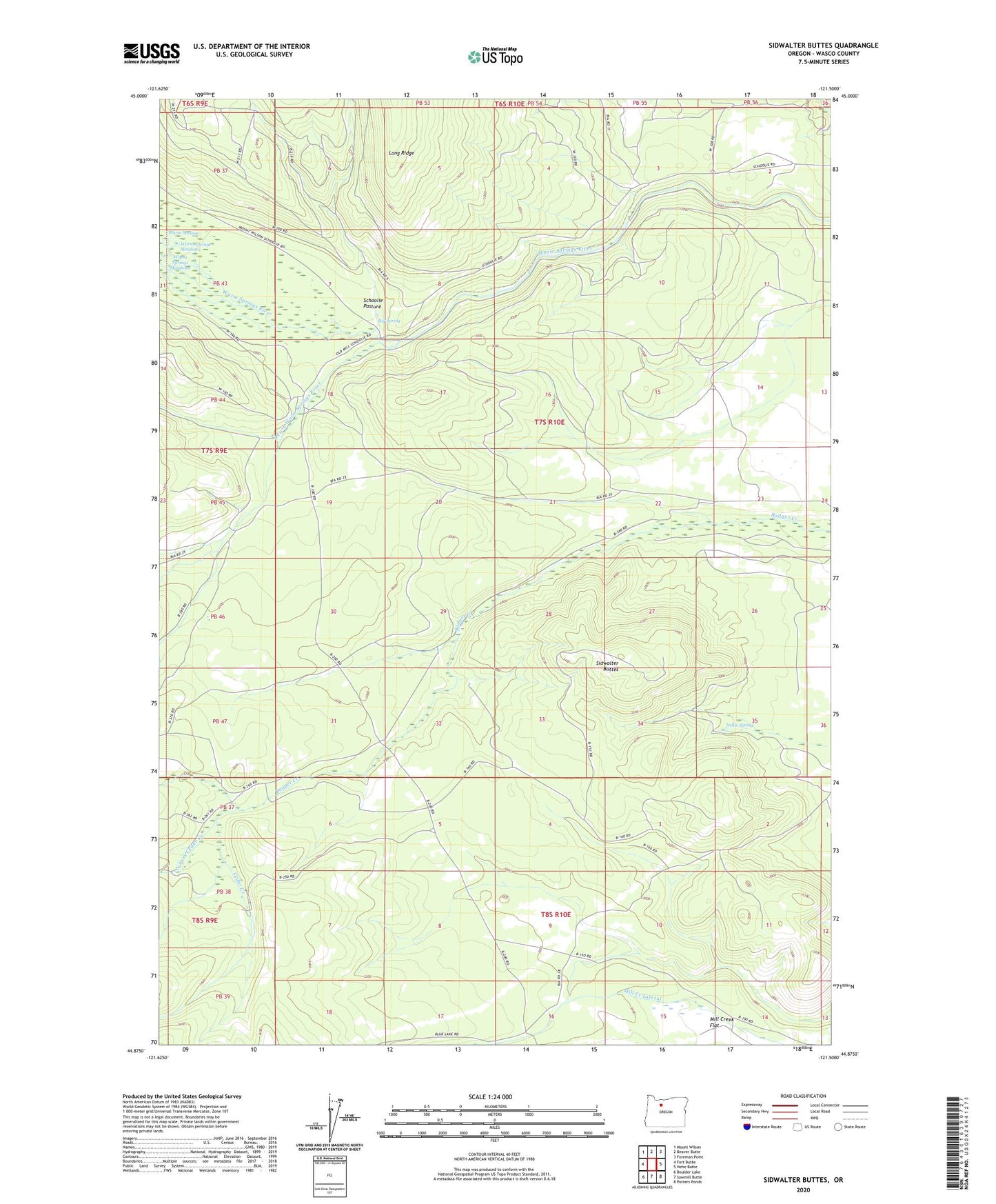 Sidwalter Buttes Oregon US Topo Map Image