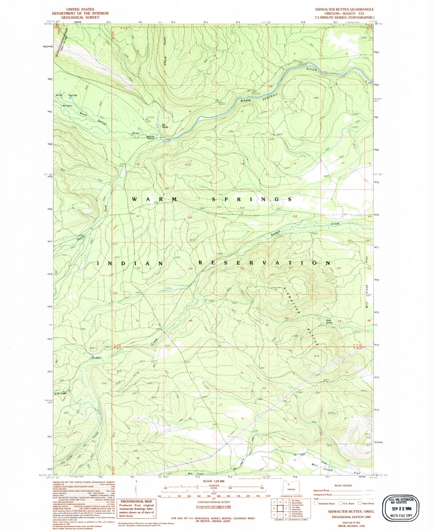 Classic USGS Sidwalter Buttes Oregon 7.5'x7.5' Topo Map Image