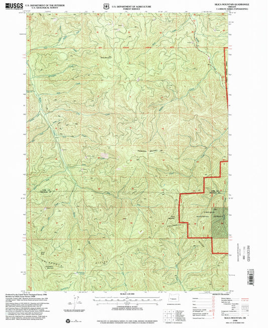 Classic USGS Silica Mountain Oregon 7.5'x7.5' Topo Map Image