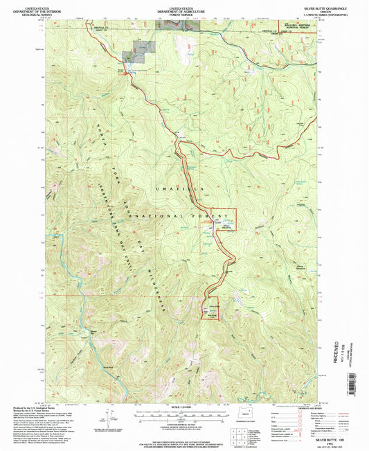 Classic USGS Silver Butte Oregon 7.5'x7.5' Topo Map Image