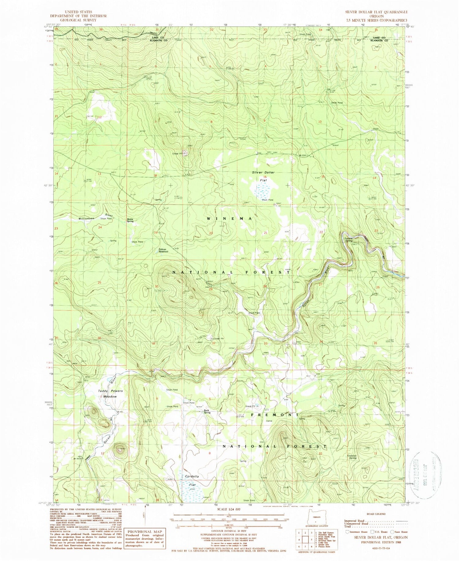 Classic USGS Silver Dollar Flat Oregon 7.5'x7.5' Topo Map Image
