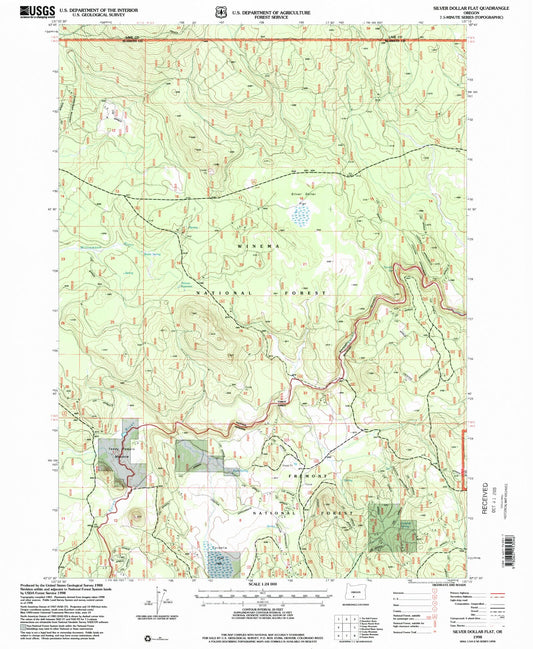 Classic USGS Silver Dollar Flat Oregon 7.5'x7.5' Topo Map Image