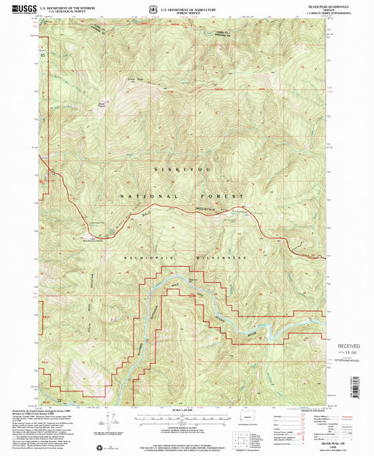 Classic USGS Silver Peak Oregon 7.5'x7.5' Topo Map Image