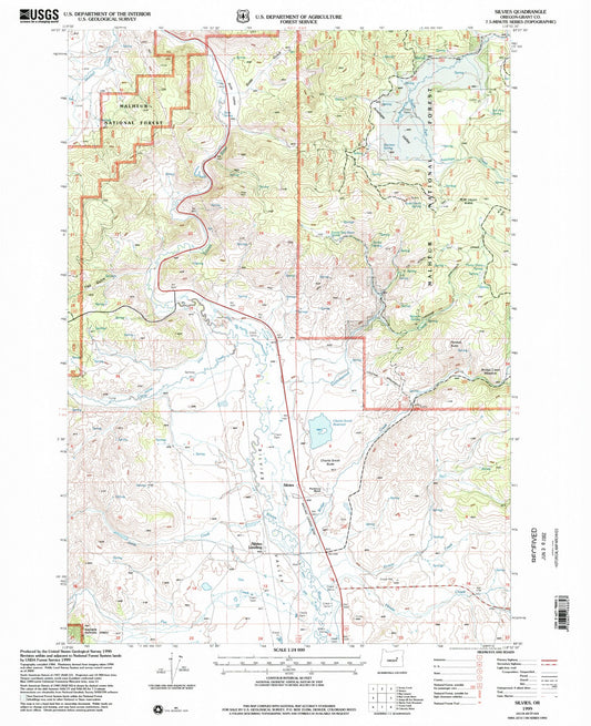 Classic USGS Silvies Oregon 7.5'x7.5' Topo Map Image