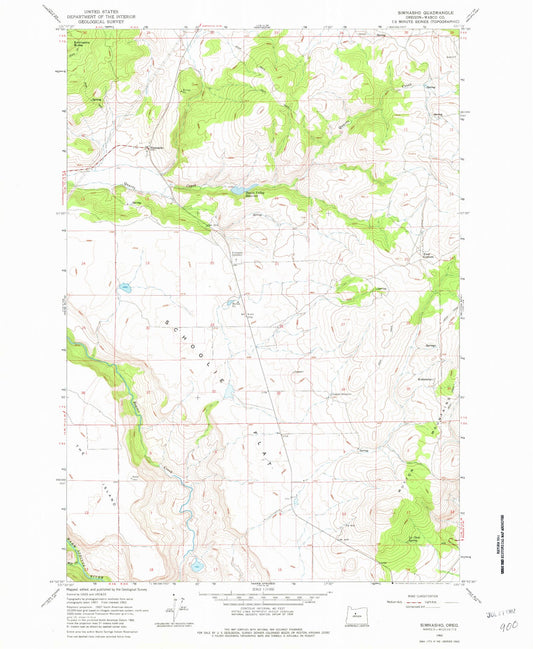 Classic USGS Simnasho Oregon 7.5'x7.5' Topo Map Image