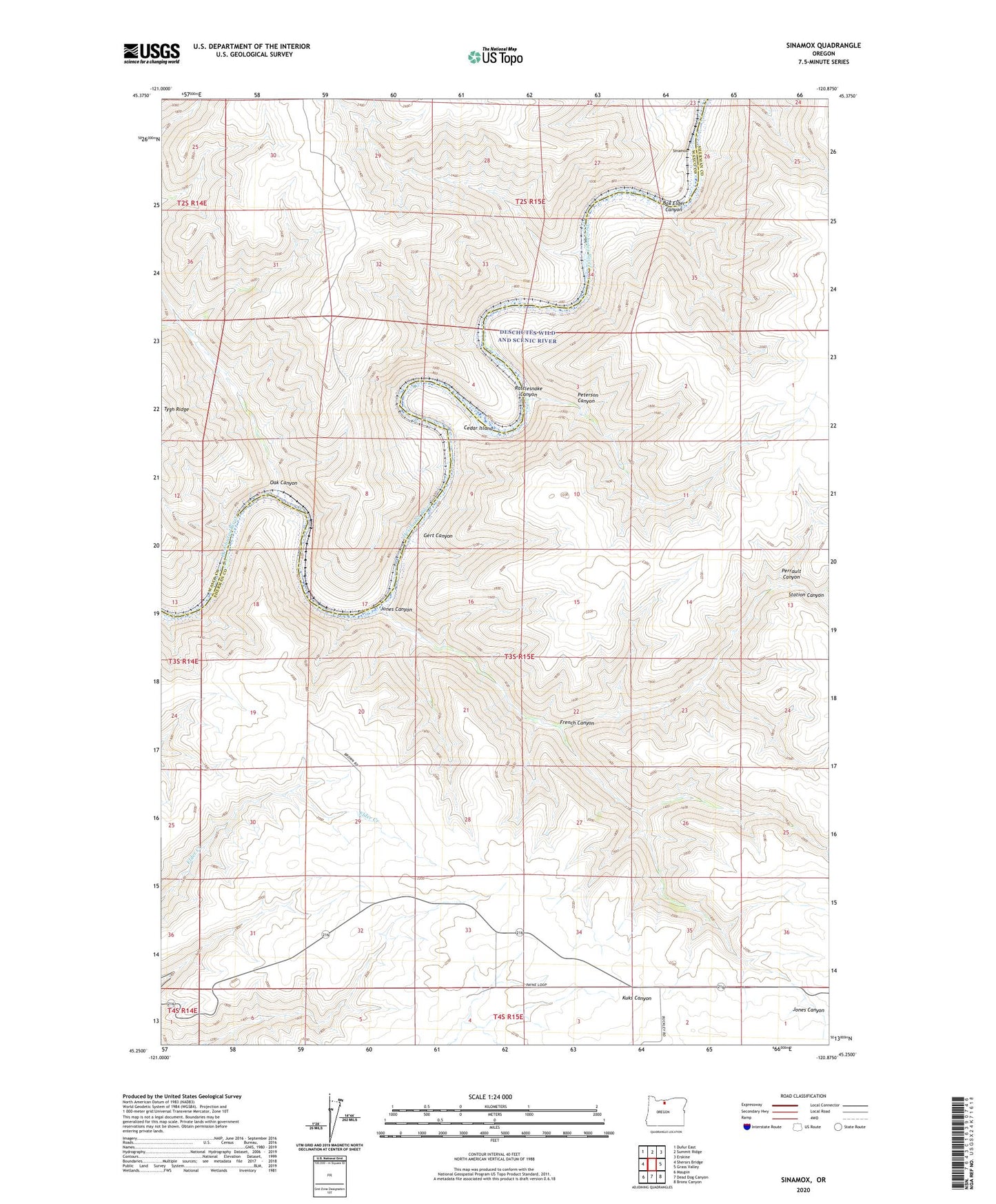Sinamox Oregon US Topo Map Image
