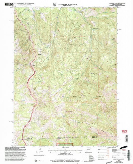 Classic USGS Siskiyou Pass Oregon 7.5'x7.5' Topo Map Image