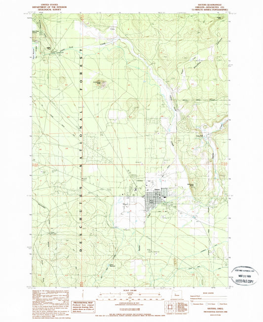 Classic USGS Sisters Oregon 7.5'x7.5' Topo Map Image