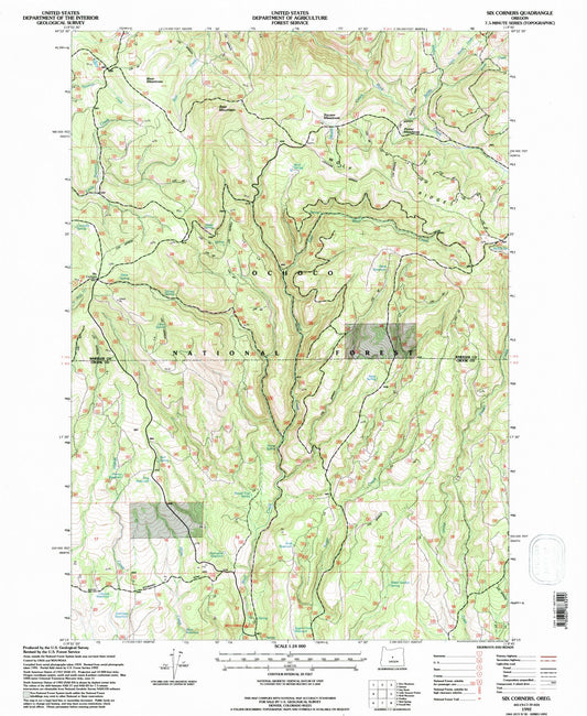 Classic USGS Six Corners Oregon 7.5'x7.5' Topo Map Image