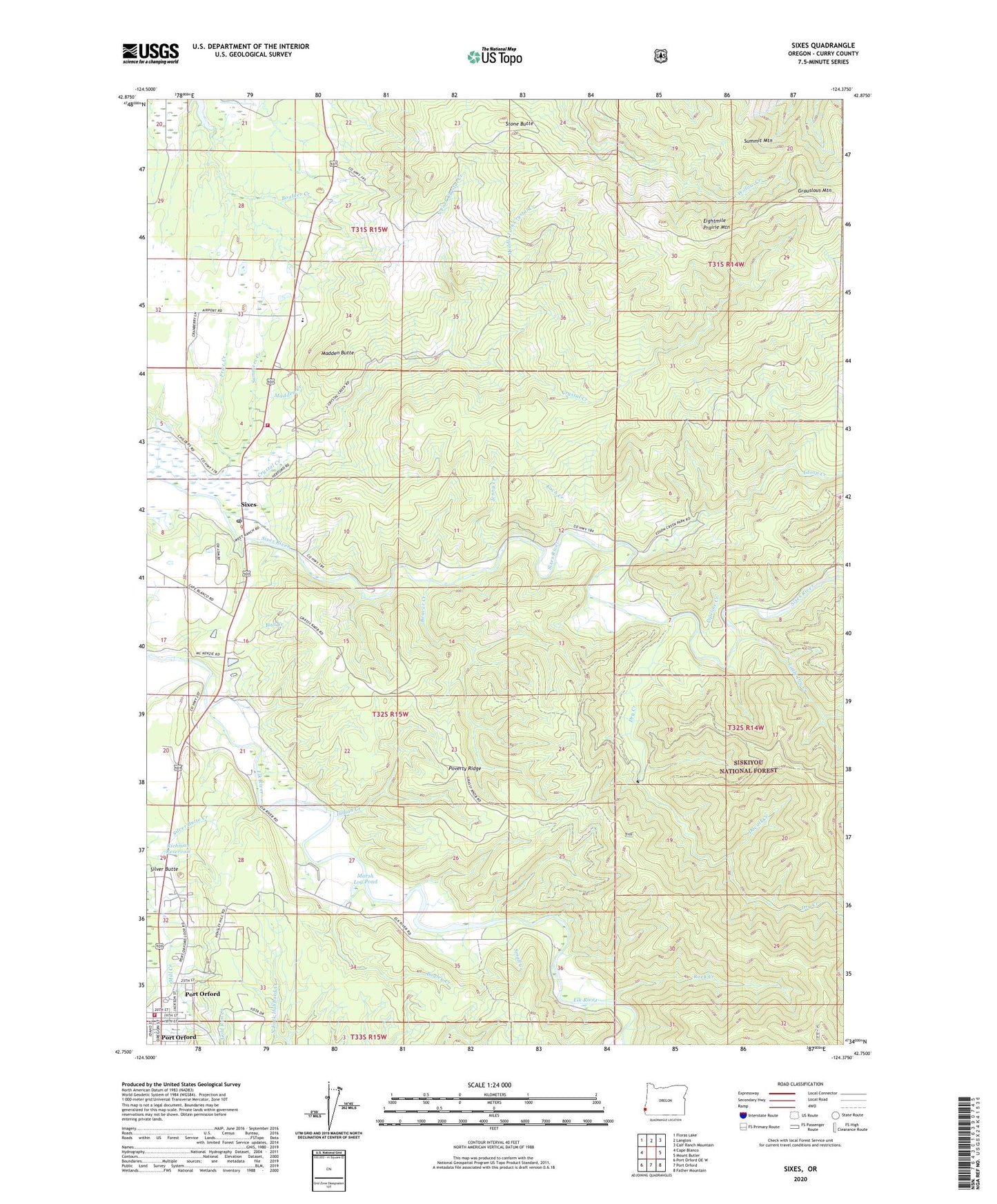 Sixes Oregon US Topo Map Image