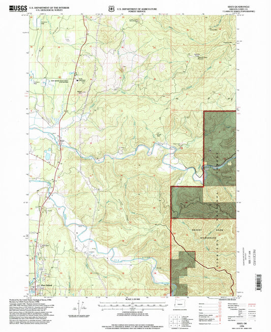 Classic USGS Sixes Oregon 7.5'x7.5' Topo Map Image