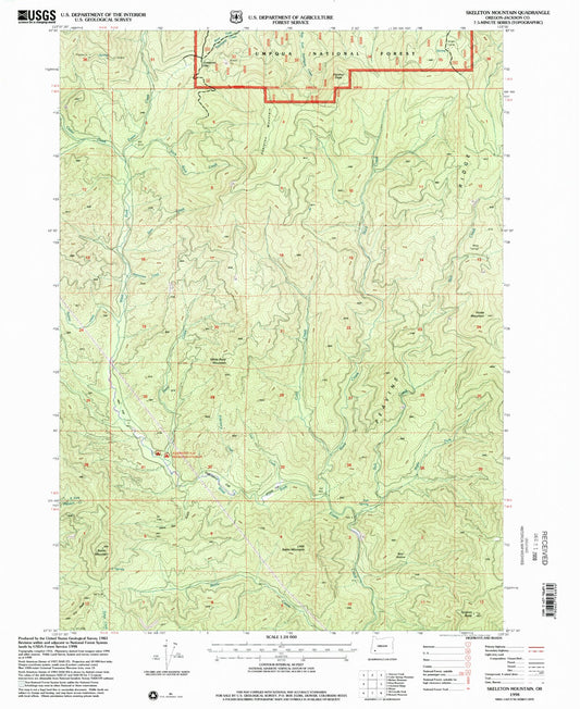 Classic USGS Skeleton Mountain Oregon 7.5'x7.5' Topo Map Image