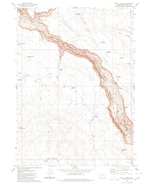 Classic USGS Skull Creek Oregon 7.5'x7.5' Topo Map Image