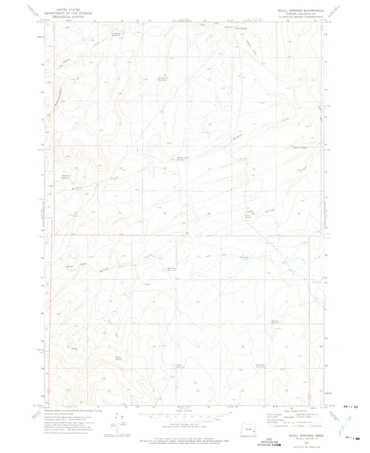 Classic USGS Skull Spring Oregon 7.5'x7.5' Topo Map Image