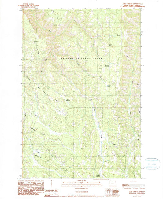Classic USGS Sled Springs Oregon 7.5'x7.5' Topo Map Image