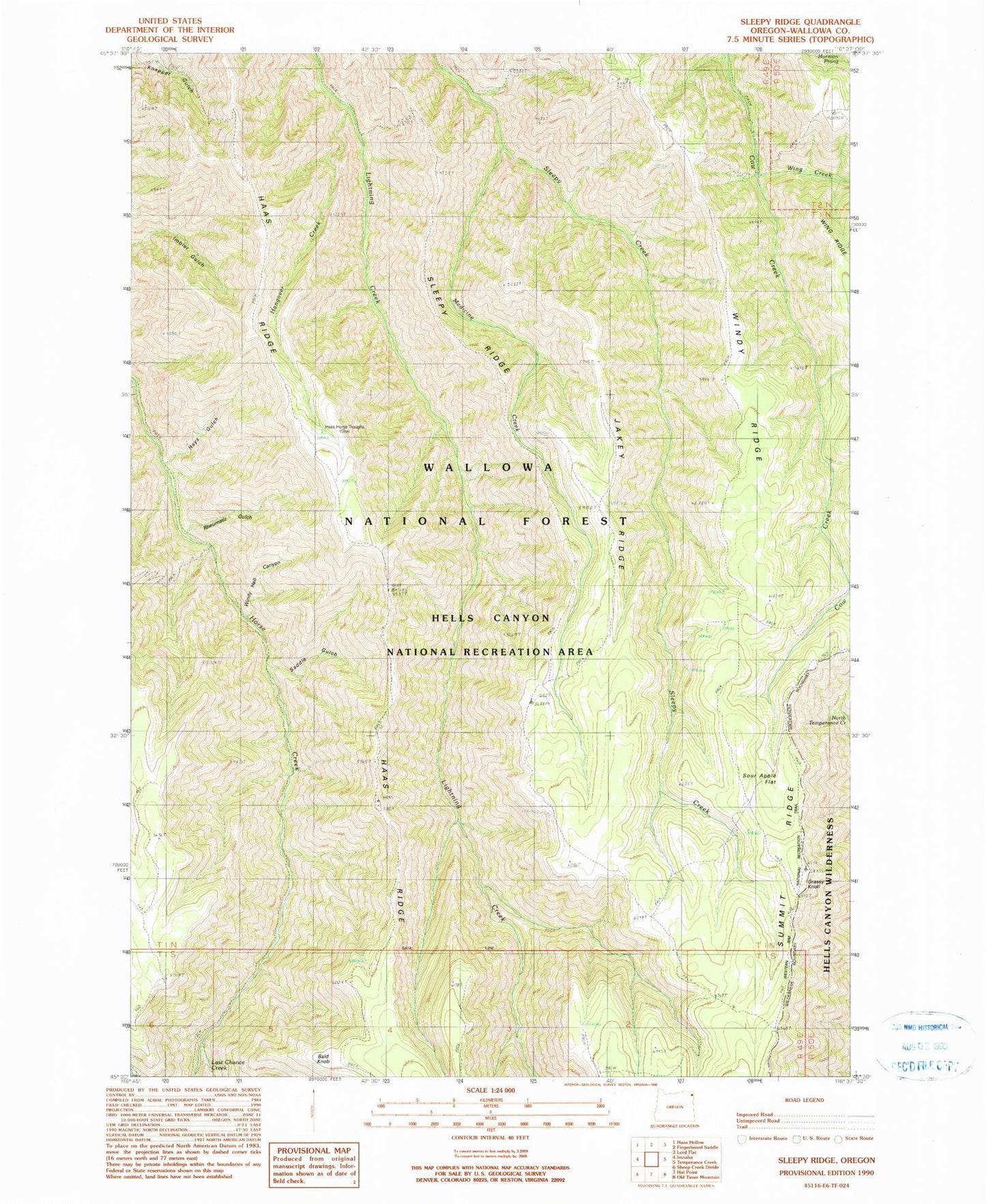 Classic USGS Sleepy Ridge Oregon 7.5'x7.5' Topo Map Image