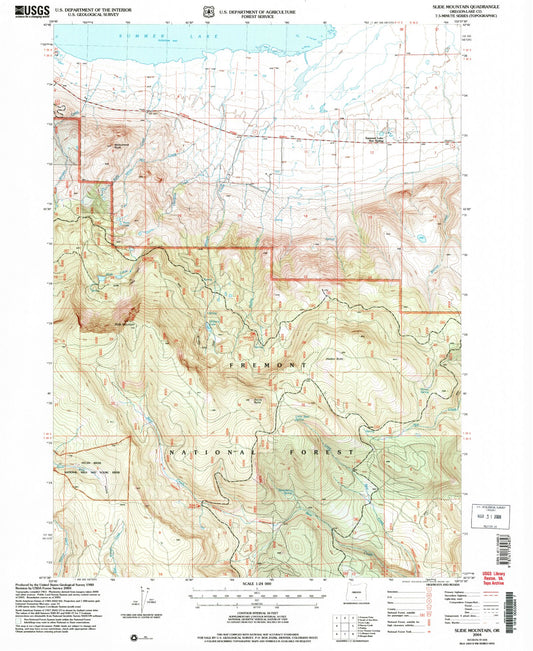Classic USGS Slide Mountain Oregon 7.5'x7.5' Topo Map Image