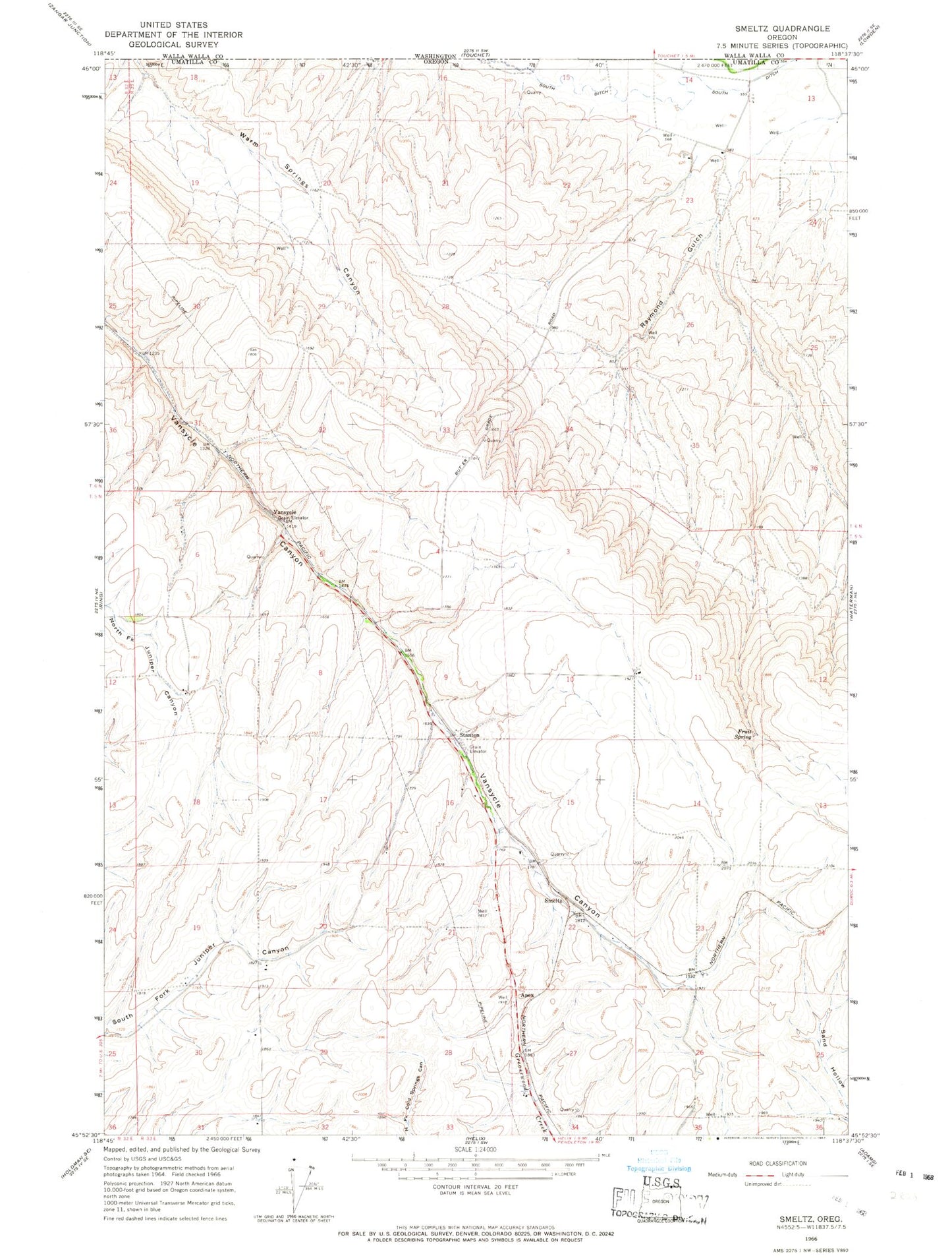 Classic USGS Smeltz Oregon 7.5'x7.5' Topo Map Image