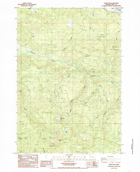 Classic USGS Snow Peak Oregon 7.5'x7.5' Topo Map Image
