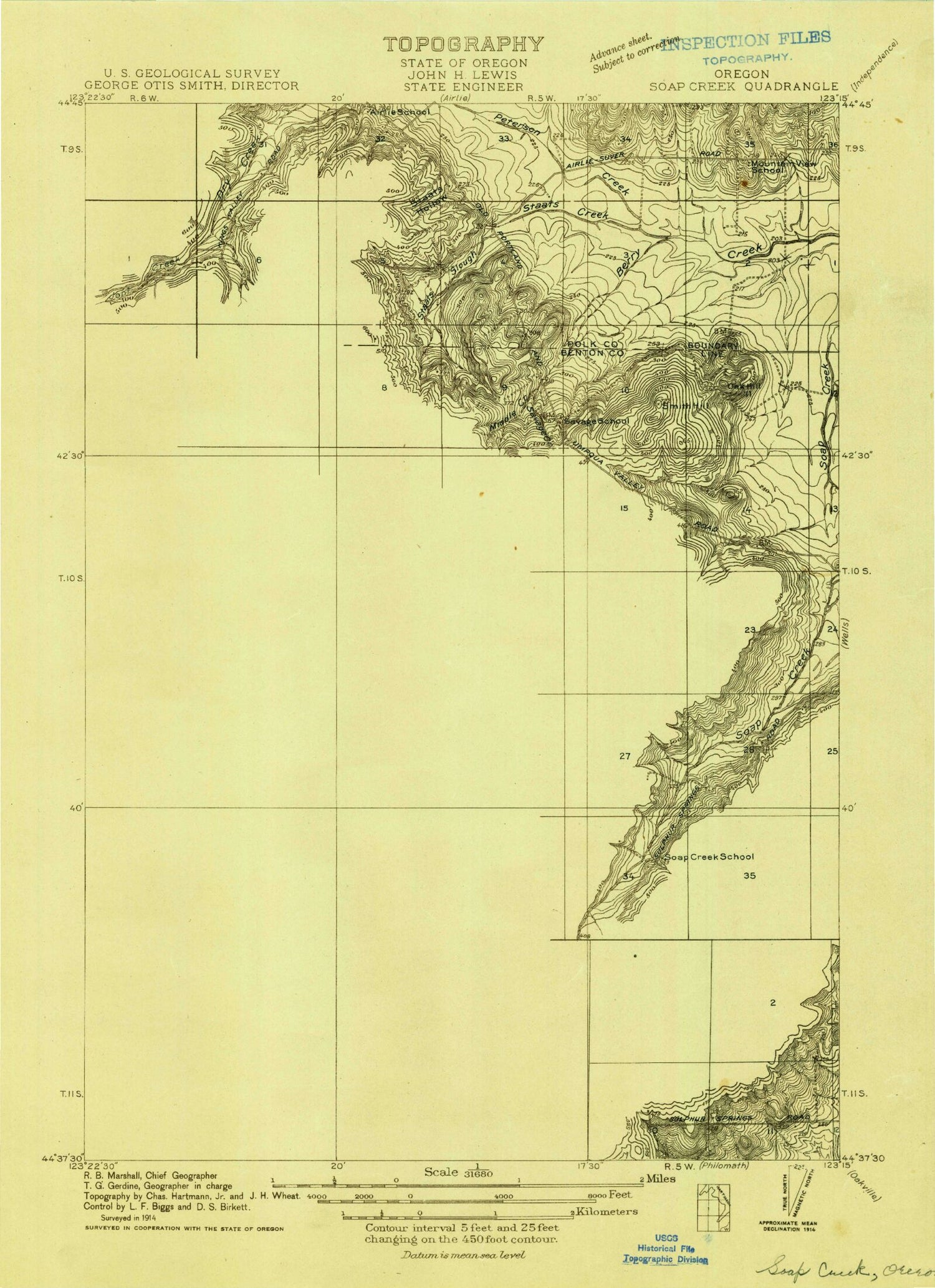 Classic USGS Airlie South Oregon 7.5'x7.5' Topo Map Image