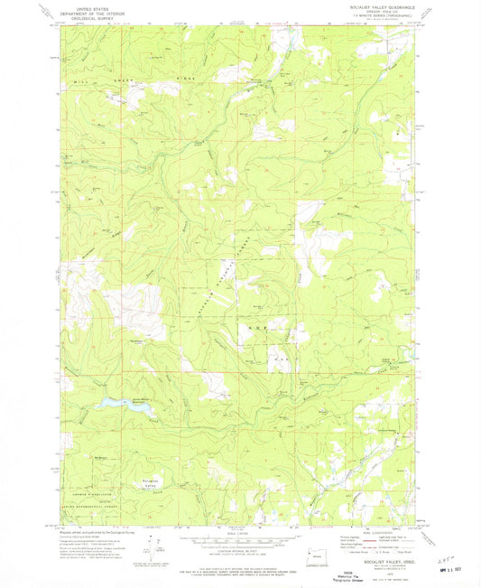 Classic USGS Socialist Valley Oregon 7.5'x7.5' Topo Map Image