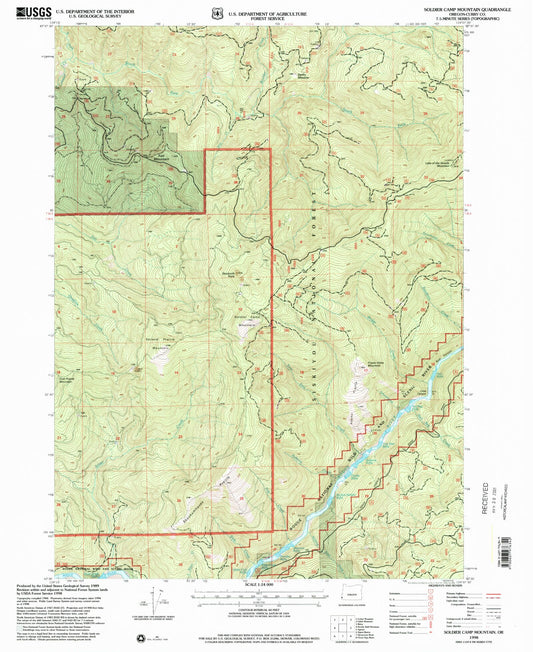Classic USGS Soldier Camp Mountain Oregon 7.5'x7.5' Topo Map Image