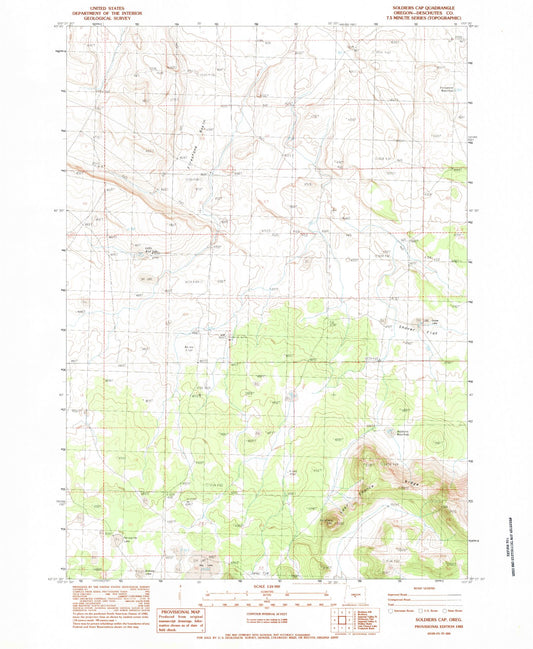 Classic USGS Soldiers Cap Oregon 7.5'x7.5' Topo Map Image