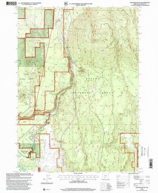 Classic USGS Soloman Butte Oregon 7.5'x7.5' Topo Map Image