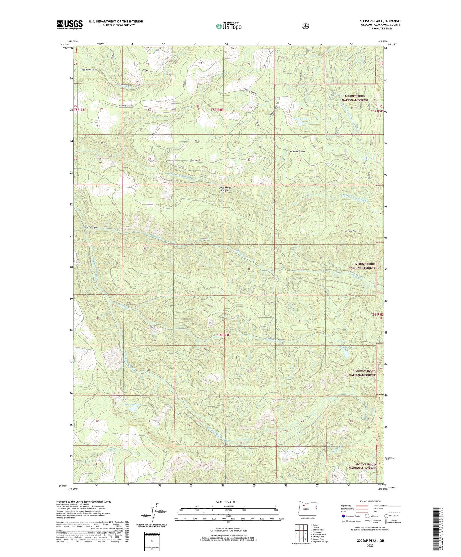 Soosap Peak Oregon US Topo Map Image