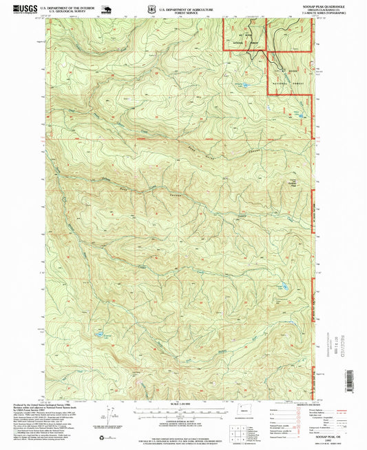Classic USGS Soosap Peak Oregon 7.5'x7.5' Topo Map Image