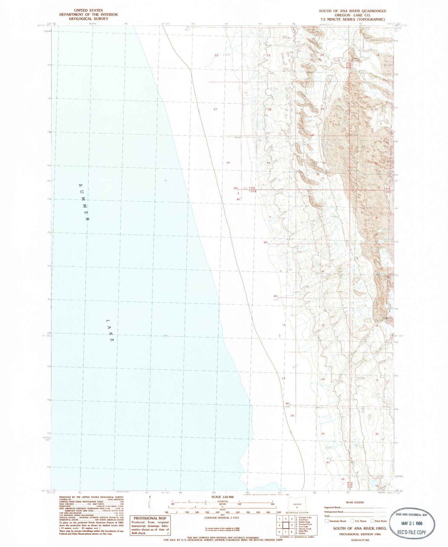 Classic USGS South of Ana River Oregon 7.5'x7.5' Topo Map Image