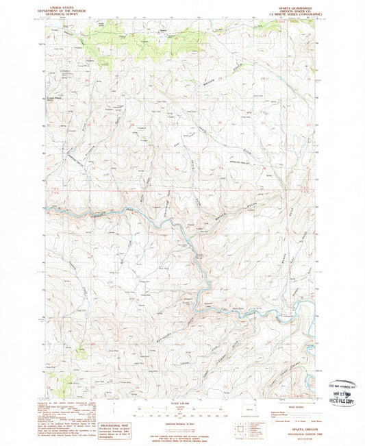 Classic USGS Sparta Oregon 7.5'x7.5' Topo Map Image