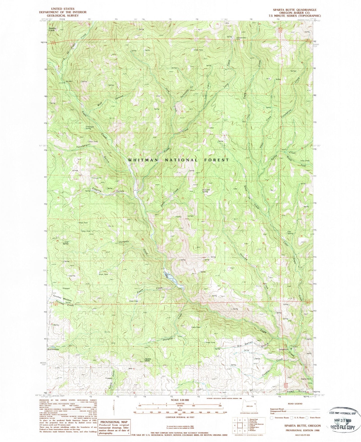 Classic USGS Sparta Butte Oregon 7.5'x7.5' Topo Map Image