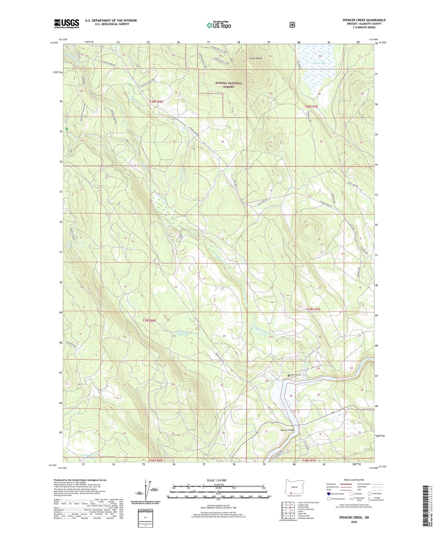 Spencer Creek Oregon US Topo Map Image