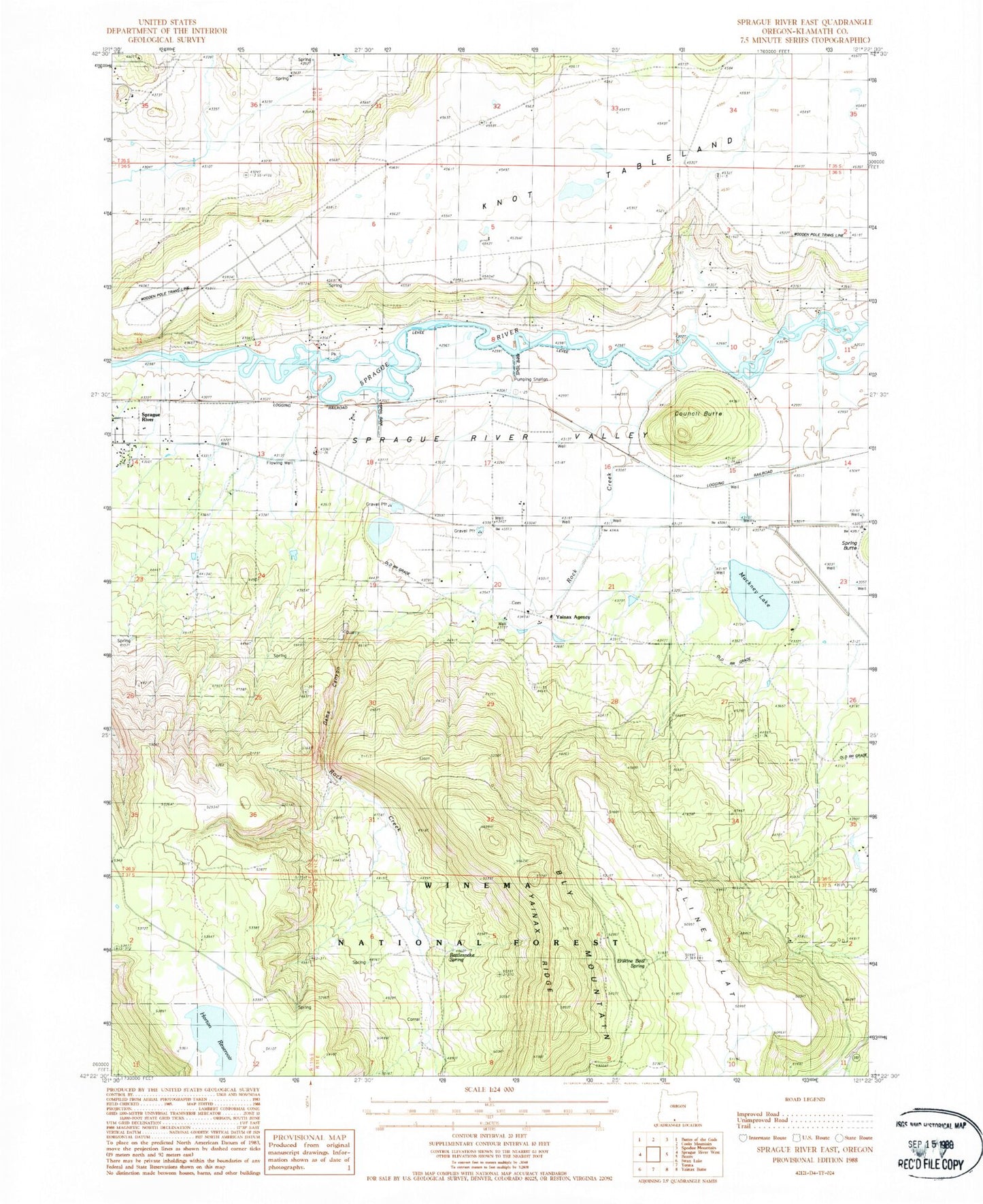 Classic USGS Sprague River East Oregon 7.5'x7.5' Topo Map Image