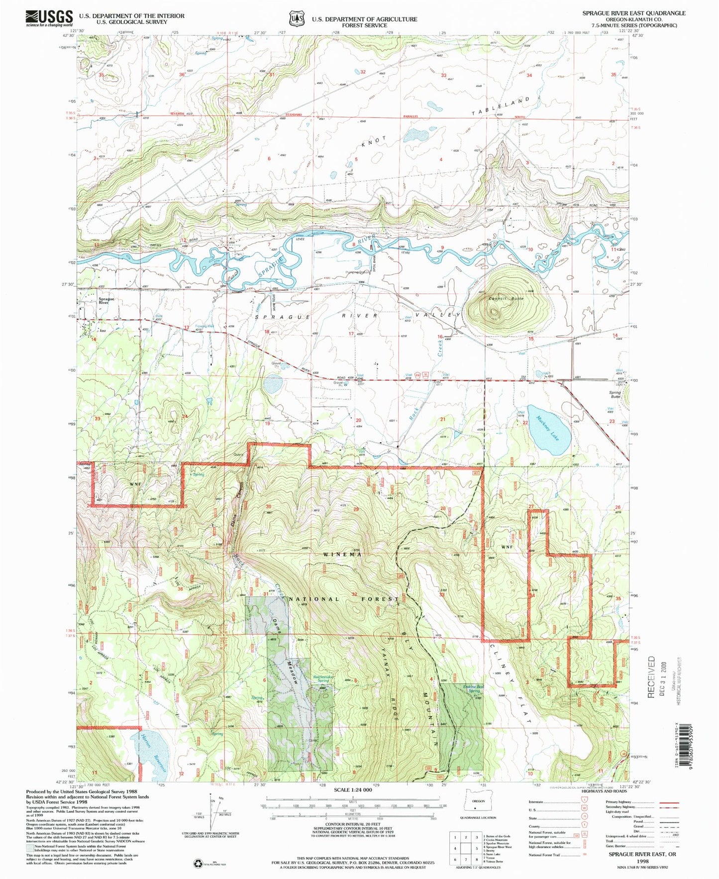 Classic USGS Sprague River East Oregon 7.5'x7.5' Topo Map Image