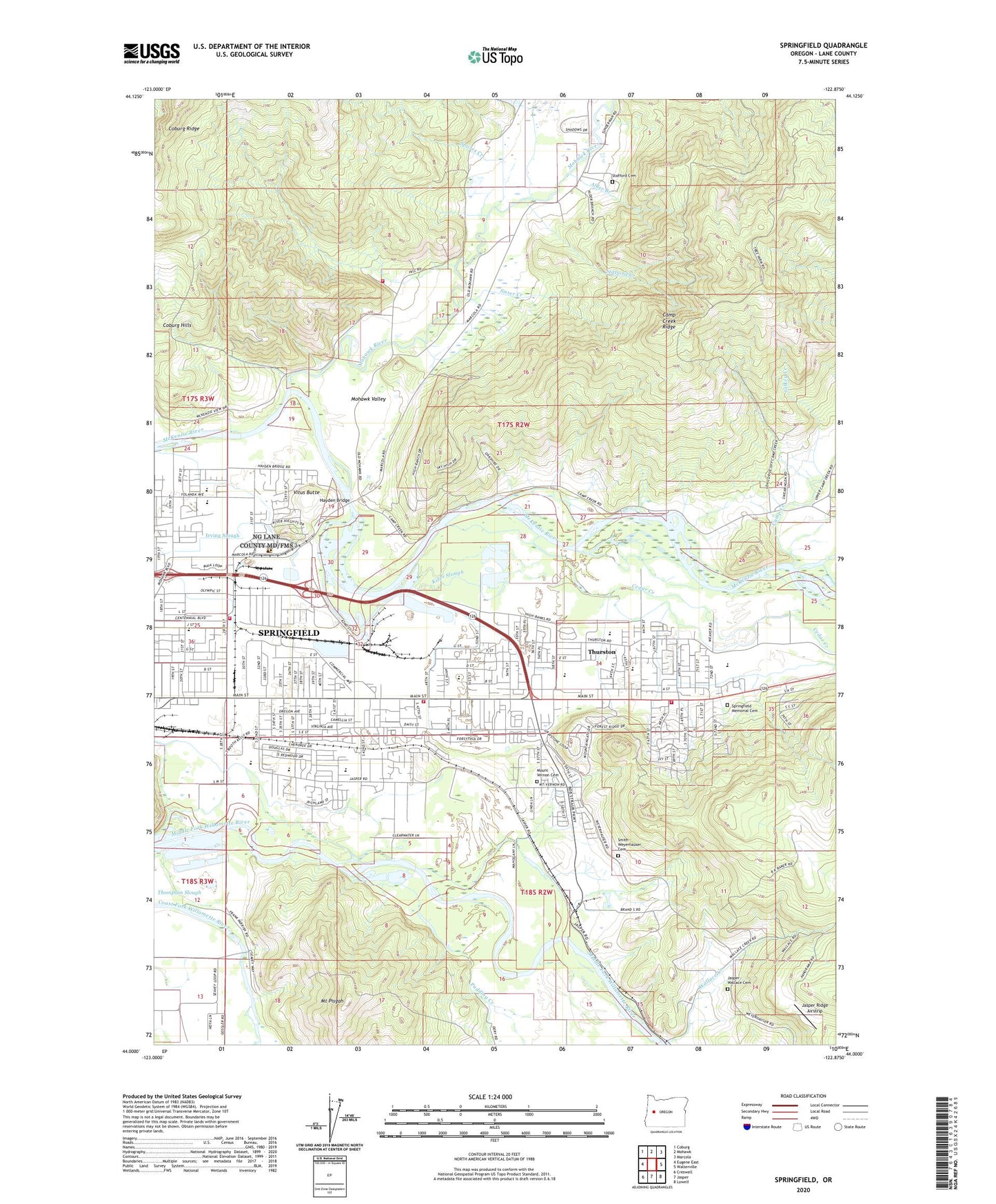 Springfield Oregon US Topo Map Image