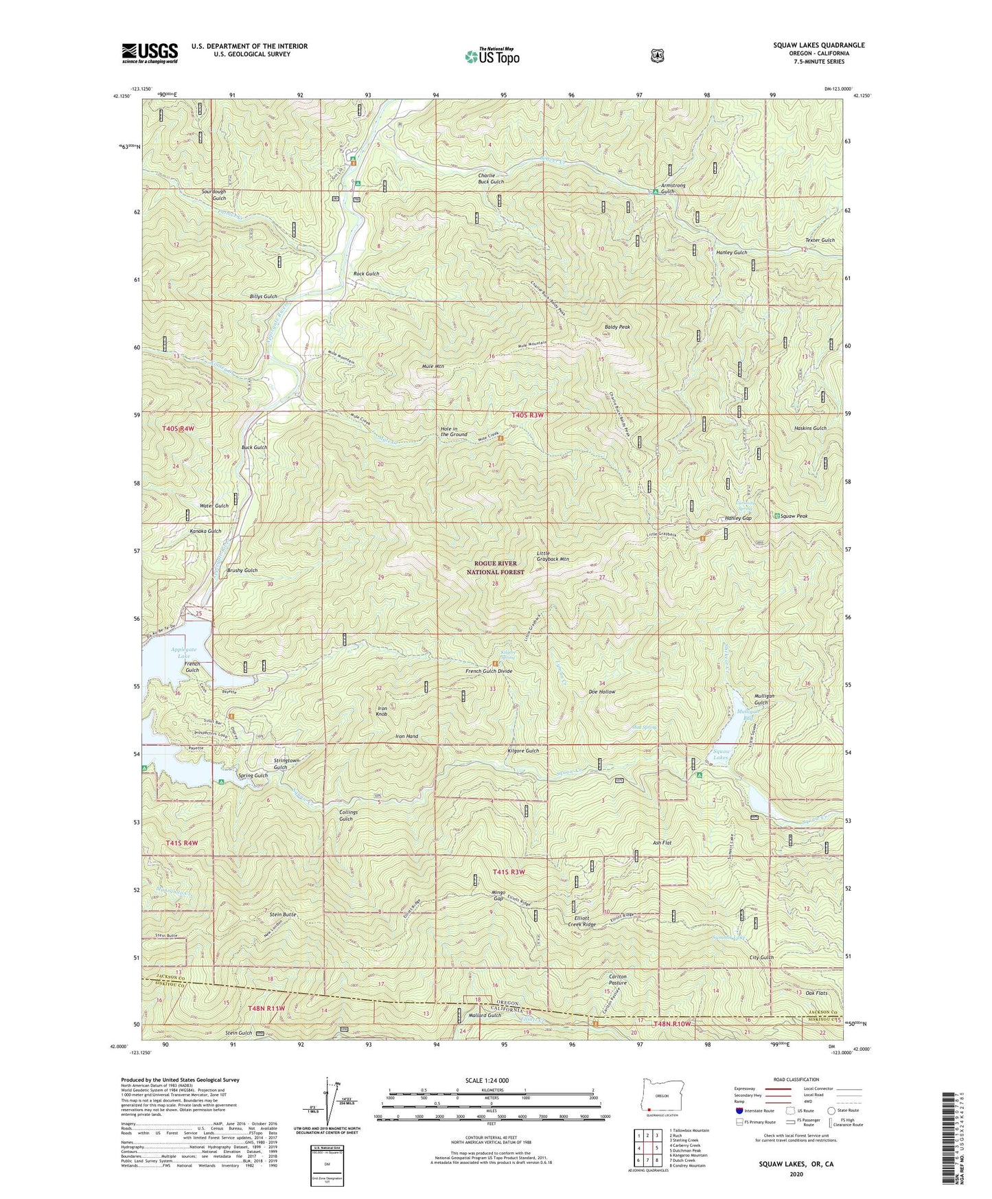 Squaw Lakes Oregon US Topo Map Image